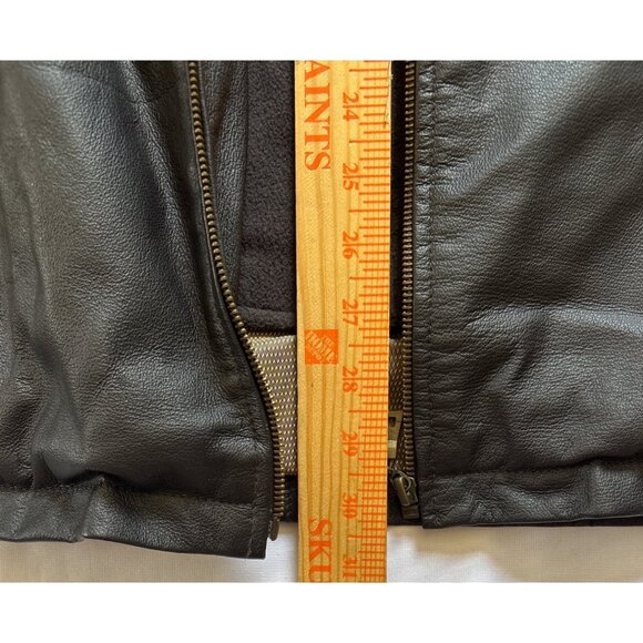 Arma Mens Black Leather Jacket With Quilted Lining & Zip Closure Size M - Picture 4 of 6